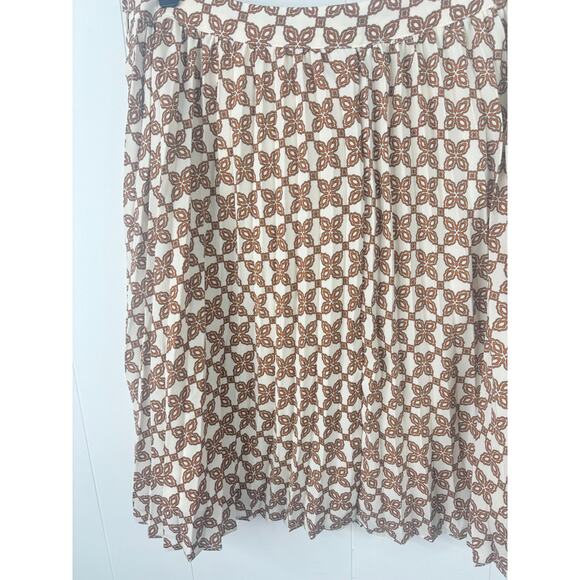 J. Crew Tan Print Pleated Skirt Size 12 Retro 70s - Picture 10 of 11